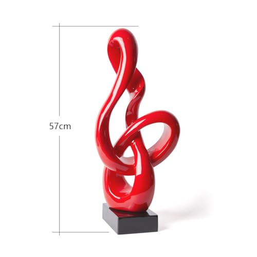 Sculpture Music Note Decor Modern Statue Gifts Treble Clef Figurine Polyresin Arts Red 23 inch - color: Red