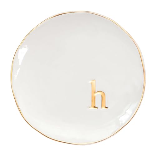COLLECTIVE HOME - Ceramic Jewelry Tray, Decorative Trinket Dish for Rings Earrings Necklaces Bracelet Watch Keys, Birthday Mother's Day Christmas Gift for Women, 4.75", Glossy (h) - color: H