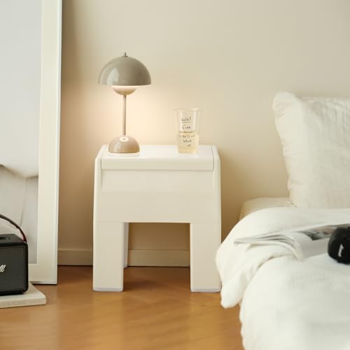 Nightstand Bedside with Storage Space, Multifunctional Colorful Plastic End Table Small Side Table for Bedroom, Dorm and Small Spaces, Easy Assembly(14.7" D x 11.8" W x 15.8" H, White) - color: White