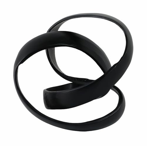 Metal Decorative Object – Minimalist Shelves & Coffee Table Decor – Aluminum Knot Sculpture Modern Home Decor for Office, Bedroom & Living Room – 8" x 7", Black - color: Black