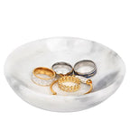 Marble Jewelry Dish - Rings Holder - color: white