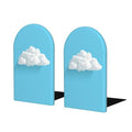 White Cloud Minimalist Bookends for Shelves 2 Pcs Wooden Book Stopper Organizer for Home Office Libraries
