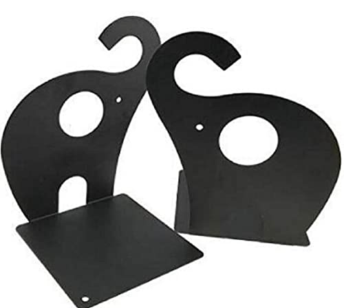 one Pair Cute Cartoon Elephant Nonskid Bookends Art Bookend Metal Bookends (Black) - color: Black