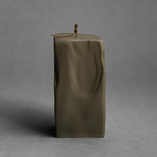 LAWA Raw Block Candle - Beautiful Handmade Pillar Scented Soy Wax Elegant Aesthetic Candle Housewarming Gift Home Room Shelf Decor Idea (Earthy Green, Large) - color: Earthy Green, size: Large