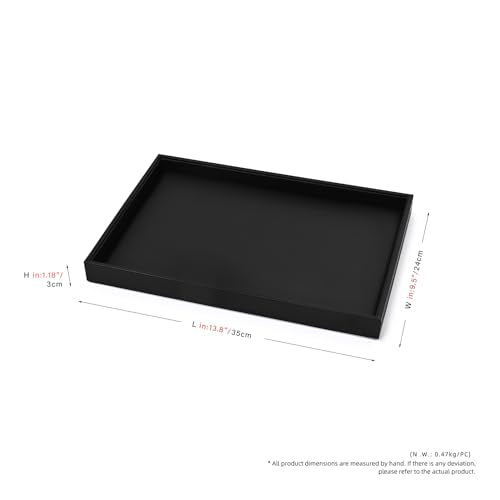 Black PU Leather Jewelry Display Flat Tray Ring Necklace Watch Organizer Display Tray (1 grid) - style: Flat Tray