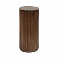 Kate and Laurel Reid Modern Wooden Ribbed Drink Table; 10 x 10 x 22; Walnut Brown; Solid Wood Mini Table for Use as Pedestal Plant Stand Indoors or Small Nightstand Option - color: Walnut Brown