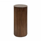 Kate and Laurel Reid Modern Wooden Ribbed Drink Table; 10 x 10 x 22; Walnut Brown; Solid Wood Mini Table for Use as Pedestal Plant Stand Indoors or Small Nightstand Option - color: Walnut Brown