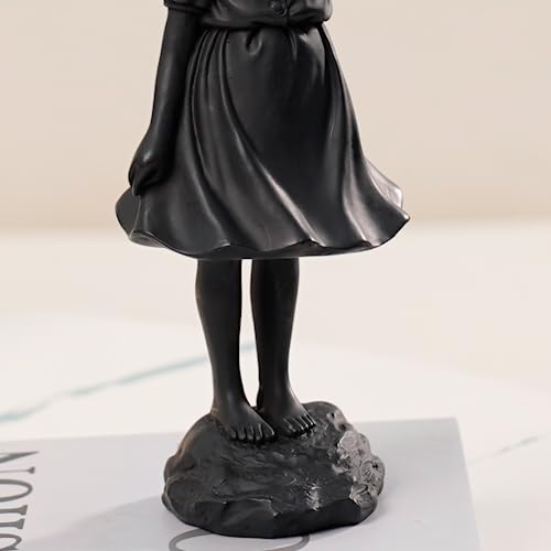 Flying Balloon Girl Statue,Resin Figure Sculpture Crafts Ornament Modern Art Sculptures for Home Decor,Anti-war Theme - style: Modern-1balloon