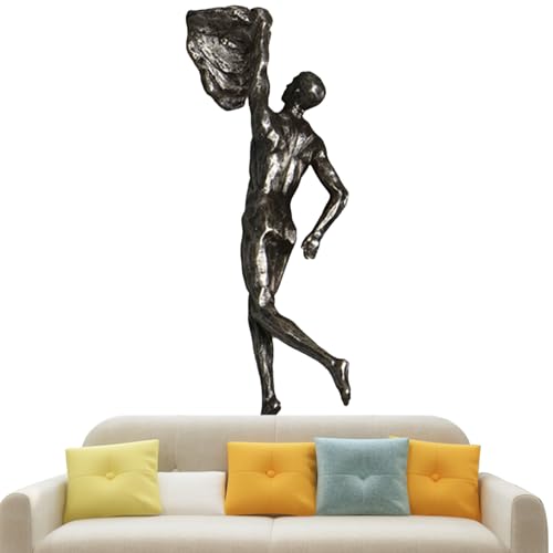Climbing Man Wall Sculpture – Resin Decor Figure, Modern Art Accent, Black Home Ornament | Unique 3D Hanging Statue Piece, Artistic Abstract Wall Decoration Setup Living Room Bedroom Workplace Design - size: handed rock climbing, style: Silver