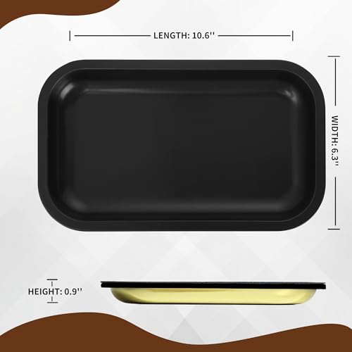 Large Metal Tray with Soft Magnetic Lid, Pretty Decorative Tray with Magnetic Self-Sealing Cover, Perfect for Home and Travel, 10.6’’×6.3’’(Black) - color: Black, size: Large