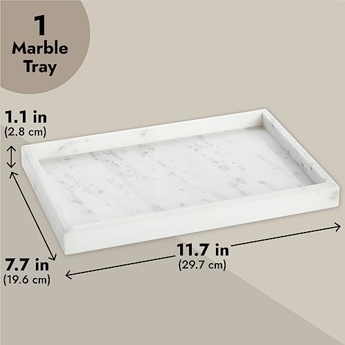 Juvale Large Marble Vanity Tray - Jewelry & Cosmetic Organizer with Drawer Organizer - Bathroom Display with Soap Tray - Home Accent Piece with Marble Decor - 11.7 x 7.7 x 1.1 in White (Pack of 2) - size: 11.7" x 7.7" x 1.1" (Pack of 2)