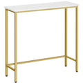 HOOBRO Narrow Console Table, 29.5" Small Entryway Table, Thin Sofa Table, Side Table, Display Table, for Hallway, Bedroom, Living Room, Foyer, White and Gold DW75XG01 - color: White + Gold
