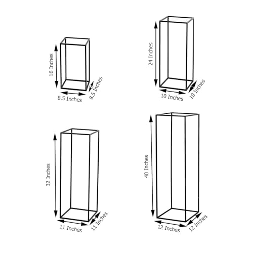 Efavormart Set of 4 - Matte Black Wedding Flower Stand - Metal Vase Column Stand - Geometric Centerpiece Vase - 16", 24", 32", 40" - color: Matte Black, size: 4 Pack 16‘’24‘’32‘’40‘’