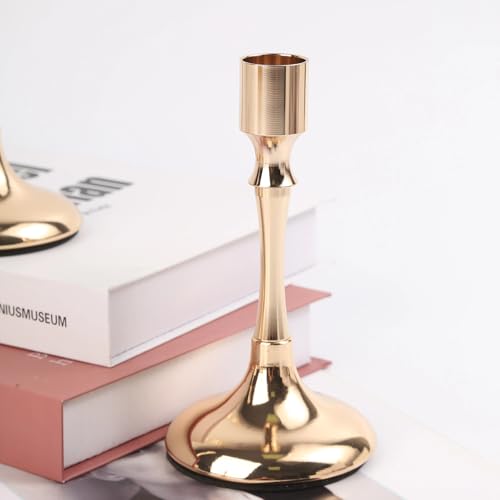 Champagne Gold Candle Holders Set of 3, Taper Candle Holders for Table Centerpiece, Vintage Candlestick Holders for Dinning Wedding Party Christmas Home Decor - color: Champagne Gold