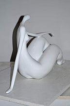NIFAO Modern Art White Woman Beach Resin Statue – Abstract Coastal Sculpture, Contemporary Home Décor, 28" L x 8" W x 16" H
