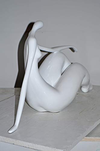 NIFAO Modern Art White Woman Beach Resin Statue – Abstract Coastal Sculpture, Contemporary Home Décor, 28" L x 8" W x 16" H