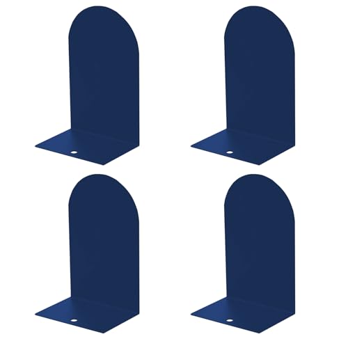 MerryNine Metal Book Ends, 4 Pack Blue Bookends for Shelves, Book Holder for Heavy Books, Book End for Kids Books, Decoration Bookend for Home Office - color: Blue