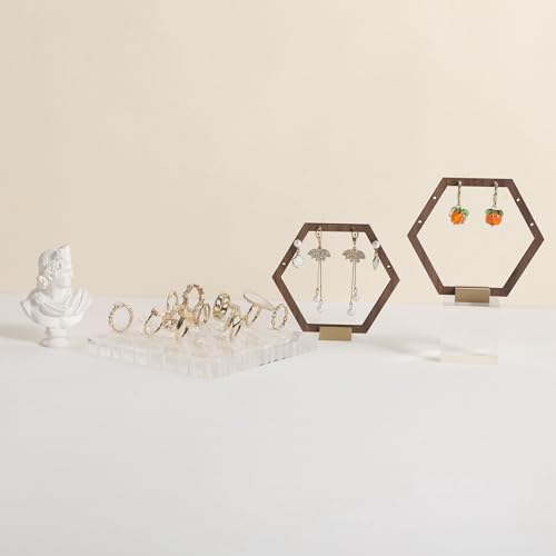 GemeShou Transparent Ring storage tray with 12 clips, Acrylic Jewelry ring display stand for selling, Clear Ring Jewelry holder for show【Acrylic ring tray with 16 clips】