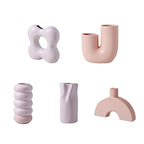 Nordic Ceramic Vase Modern Abstract Art Geometric Flower Plant Holder Decor - size: Pink circle