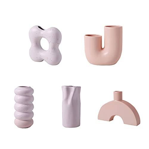 Nordic Ceramic Vase Modern Abstract Art Geometric Flower Plant Holder Decor - size: Yellow four petals