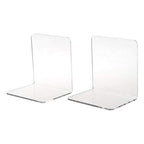 2Pcs Book Ends, Clear Acrylic Bookends, Non-Skid Bookend Supports, Book Stopper for Books/Movies/CDs/Video Games