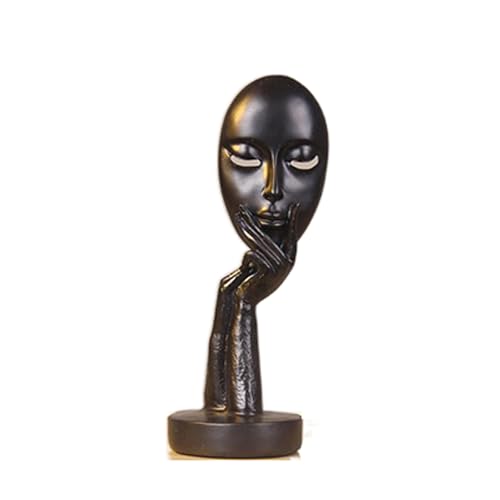 Elegant Abstract Thinking Woman Resin Sculpture - Modern Minimalist Geometric Decor, 7 Colors, 2 Sizes (12" and 15") - Contemporary Art for Living Room and Study (Black 12 inch) - color: Black 12 Inch