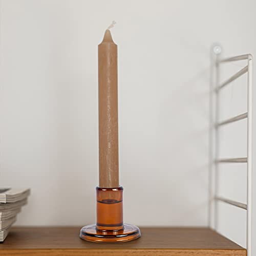 12PCS Dark Amber Taper Candle Holders, Glass Crystal Candlestick Holders Bulk, Clear Candle Holders for Dining Table Centerpiece - color: Dark Amber 12pcs