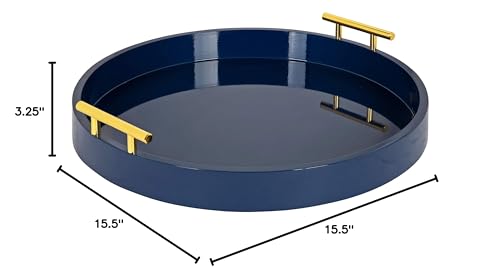 Kate and Laurel Lipton Modern Round Tray, 15.5" Diameter, Navy Blue and Gold, Decorative Accent Tray for Storage and Display - color: Navy Blue, size: 15.5"