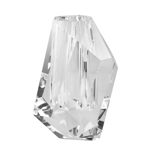 Crystal Vase Home Decor 7.87 Inch, Multi-Faceted Design Vase Centerpieces Decorations for Wedding or Gift, Clear Color with Gift Box - size: Medium