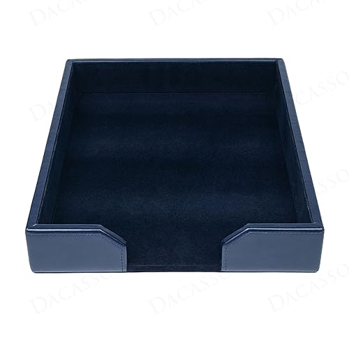 Dacasso Navy Blue Bonded Leather Luxury Letter Tray Holder & Paper Organizer for Desk - Executive Desk Decor & Office Organization Essential - color: Navy Blue, size: 13.5" x 10.5" x 2"