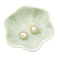 Ceramic Ring Dish, Jewelry Dish Holder, Small Trinket Tray Plate for Earrings Rings Necklaces Keys, for Mom Friend Sister (Green Surface) - color: Green Surface