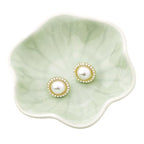 Ceramic Ring Dish, Jewelry Dish Holder, Small Trinket Tray Plate for Earrings Rings Necklaces Keys, for Mom Friend Sister (Green Surface) - color: Green Surface