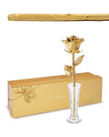 Forever Rose The 24K Gold Dipped Rose, Custom Laser Engraved Gold Flower in an Elegant Glass Vase & Gift Ready Box, Handcrafted Luxury Anniversary, Birthday, Wedding or Valentine’s Keepsake - color: Gold