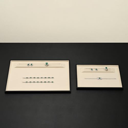 Oirlv Premium Leather Jewelry Showcase Tray, Velvet Display Organizer Professional Retail & Home Presentation Tray, Grey Medium - color: Blue, size: 9.84″ L×7.09″ W