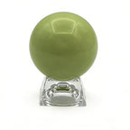 Natural Green Night Pearl Fluorescent Sphere 2.83 inch (72mm) - Polished Natural Stone Glows in Dark with Trapezoid Crystal Stand & UV Flashlight, Mystical Eastern Gem for Sleep Aid Home Decor