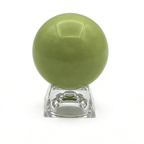 Natural Green Night Pearl Fluorescent Sphere 2.83 inch (72mm) - Polished Natural Stone Glows in Dark with Trapezoid Crystal Stand & UV Flashlight, Mystical Eastern Gem for Sleep Aid Home Decor