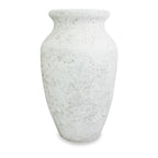 roro Handmade 7.5 Inch Rustic Farmhouse White Textured Ceramic Prunus Vase – Classic Decorative Flower Vase for Home, Office, or Shelf Centerpiece