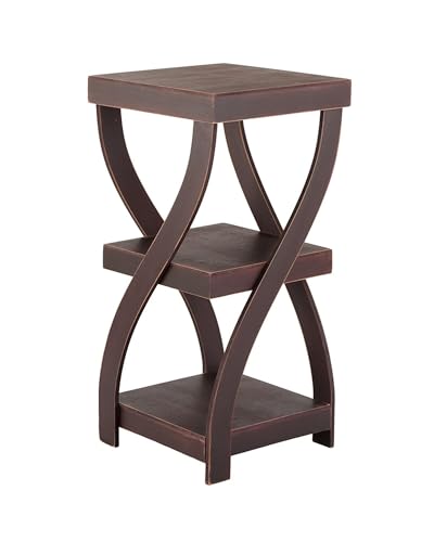 The Lakeside Collection Distressed Twisted Wood Accent Table - Walnut - color: Walnut