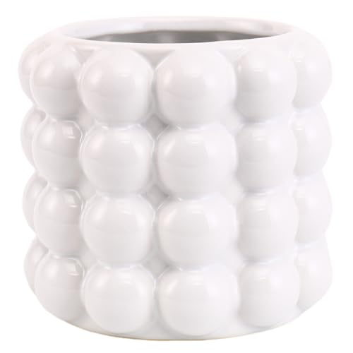 Bubble Vase, White Ceramic Vase, Small Short Vase, Ceramic Flower Vases for Home Decor, Decorative Vases for Living Room, Bedroom, Office, Shelf, Coffee Table, 5 Inches - color: White, size: Medium
