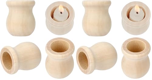GORGECRAFT 1.5 Inch 10pcs Unfinished Wood Candle Cups Blank Candle Holders Wooden Candlesticks 4/5 Inch Hole Classics Flower Container for Hand Painting Crafts Home Wedding Decorations (Pack of 2) - size: 1.57x1.34inch,0.8inch (Pack of 2)