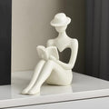 Lady Reading Statue Figurine, Home Decor Female Sculpture Accent for Shelves, Statue Gifts for Wife, Mom and Daughter