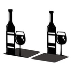 Peacoblue Metal Bookends for Shelves, Modern Decorative Heavy Duty Study Book Support Stoppers for Office, Desk, Shelf, Room 5.3"x4.3"x7.9" Cast Iron Simple Tall Bookends, 1 Pair (Wine) - style: Wine