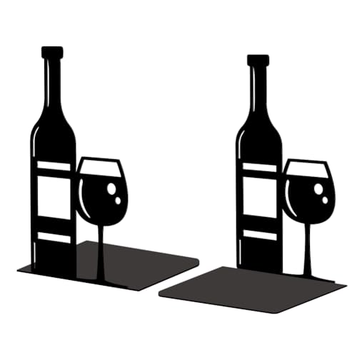 Peacoblue Metal Bookends for Shelves, Modern Decorative Heavy Duty Study Book Support Stoppers for Office, Desk, Shelf, Room 5.3"x4.3"x7.9" Cast Iron Simple Tall Bookends, 1 Pair (Wine) - style: Wine