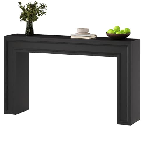 Rresyet 55 Inch Long Console Table, Sofa Table Behind Sofa, Entryway Table, Farmhouse Entryway Table for Entry, Hallway, Living Room (Black) - color: Black