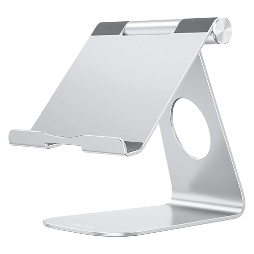 OMOTON Tablet Stand Holder Adjustable, T1 Desktop Aluminum Tablet Dock Cradle Compatible with iPad Air/Mini, iPad 10.2/9.7, iPad Pro 11/12.9/13, Samsung Tab and More Up to 13 inch, Silver - color: Silver