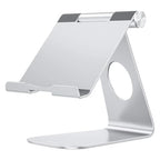 OMOTON Tablet Stand Holder Adjustable, T1 Desktop Aluminum Tablet Dock Cradle Compatible with iPad Air/Mini, iPad 10.2/9.7, iPad Pro 11/12.9/13, Samsung Tab and More Up to 13 inch, Silver - color: Silver
