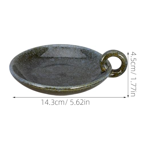Veemoon Vintage Ceramic Candle Holder Pottery Pillar Candle Tray with Handle Small Aromatherapy Dish Meditation Candlestick Plate Bohemian Table Bowl for Home Spa and Dining Table Centerpiece Decor