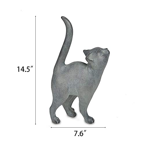 Newman House Studio Garden-Statues Cat-Figurines Home Garden Decor - Farmhouse Backyard Polyresin Kitten 7.6L x 4W x 14.5H inch - color: Single Cat