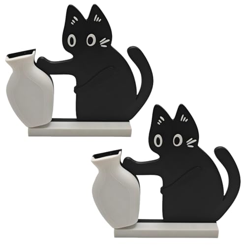 Cat Push Flower Vase for Home Decor Cute Vases for Table Room Decor Unique Lollipop Vases for Women (Small 2pcs) - size: Small 2pcs