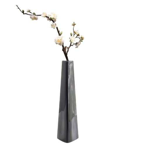 7 Inch Black Ceramic Tapered Tabletop Vase Modern Minimalist Vase for Home Office Decor